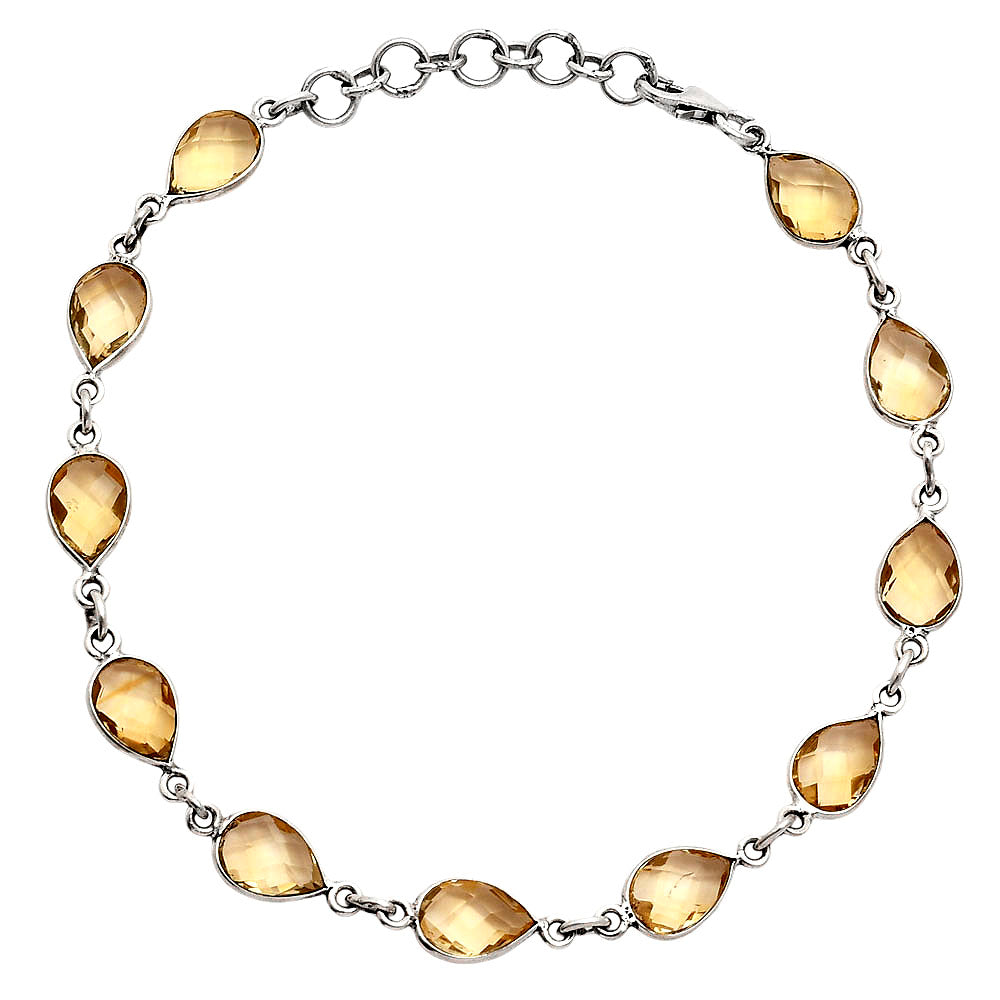 Premium Quality Citrine Checker Briolette Bracelet B-1001 12-EB10037