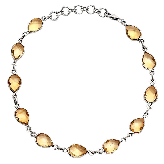 Premium Quality Citrine Checker Briolette Bracelet B-1001 12-EB10037