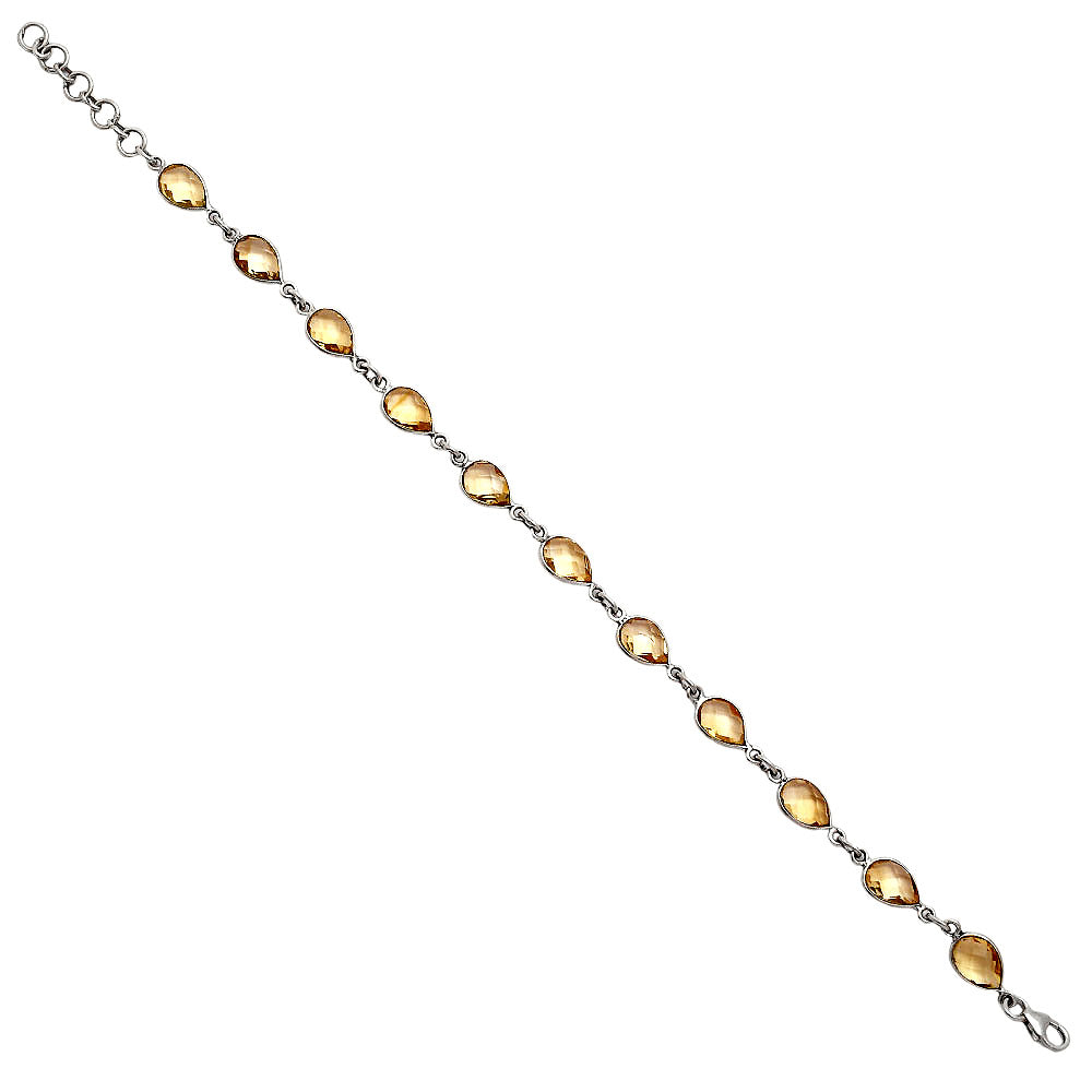Premium Quality Citrine Checker Briolette Bracelet B-1001 12-EB10037