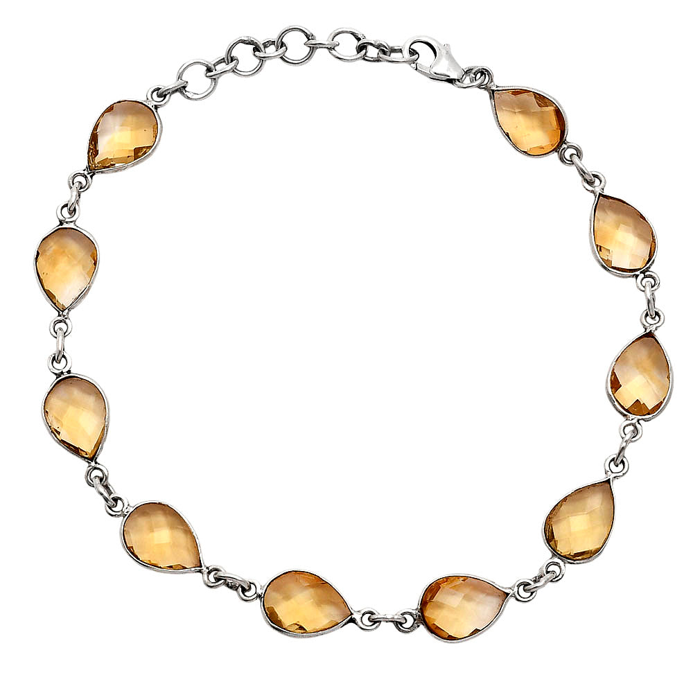 Premium Quality Citrine Checker Briolette Bracelet B-1001 12-EB10038