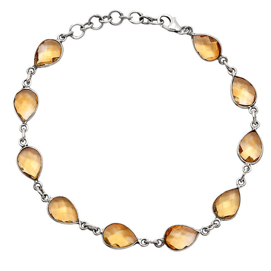 Premium Quality Citrine Checker Briolette Bracelet B-1001 12-EB10038