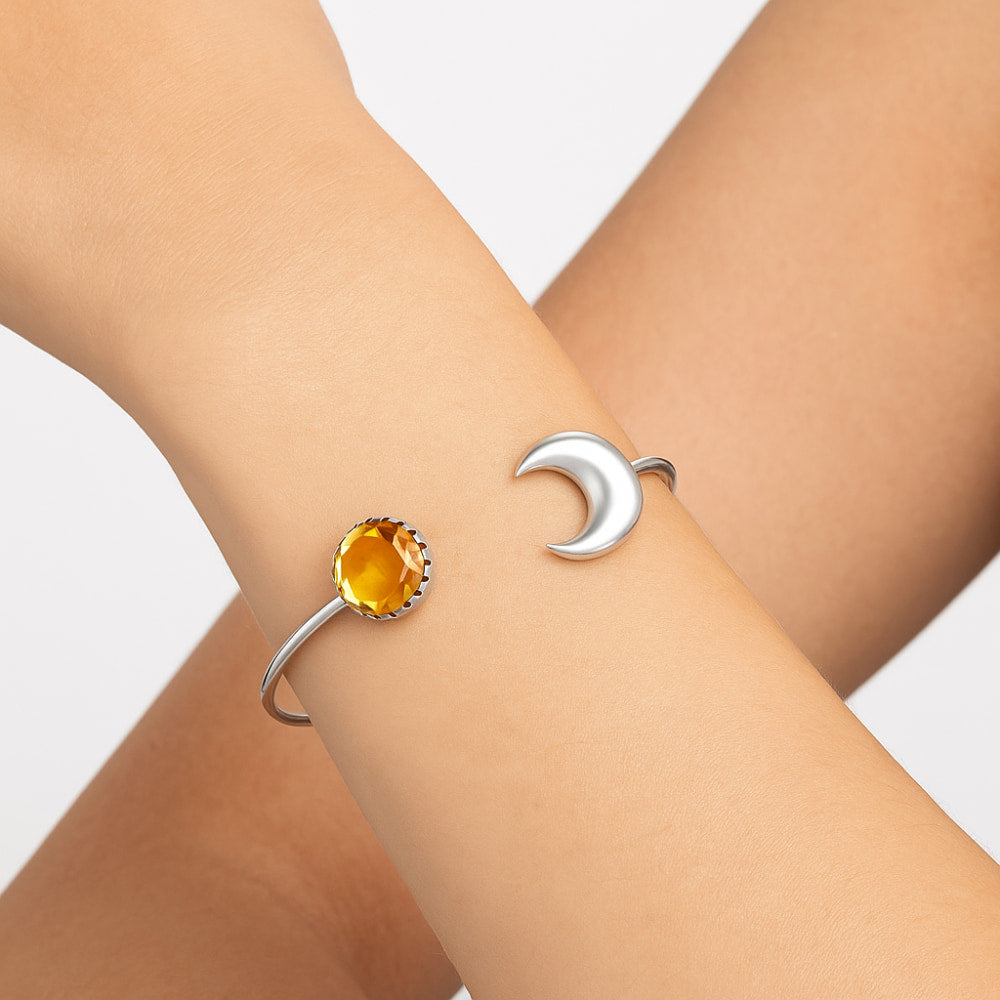 Premium Quality Citrine Checker Cuff Bangle Bracelet B-1046 12-EB10041