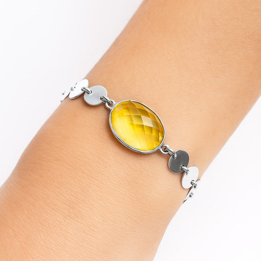 Premium Quality Citrine Checker Bracelet B-1044 12-EB10043