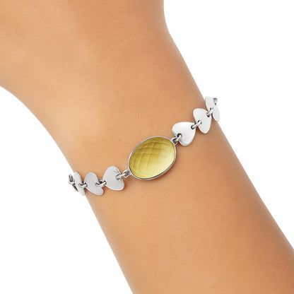 Premium Heart - Citrine Checker Bracelet B-1044 12-EB10044