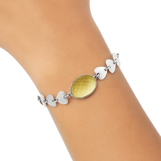 Premium Heart - Citrine Checker Bracelet B-1044 12-EB10044