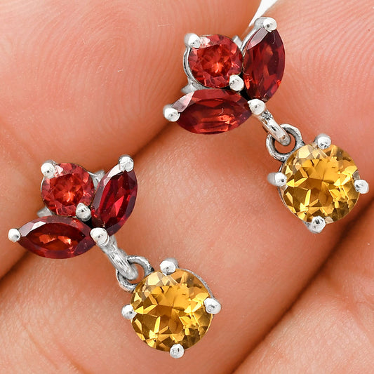 Premium Quality Citrine, Peridot & Garnet Earrings E-1060 12-EE10092