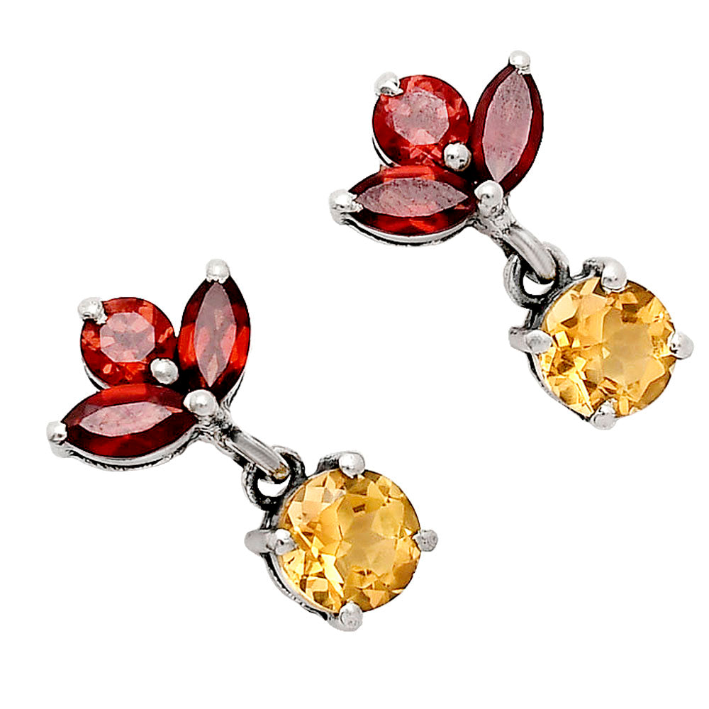 Premium Quality Citrine, Peridot & Garnet Earrings E-1060 12-EE10092