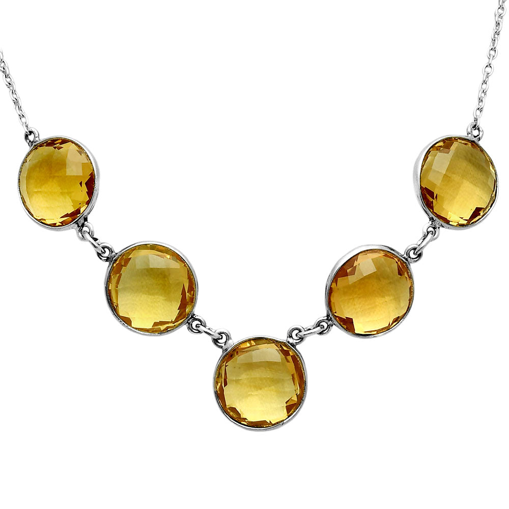 Premium Quality Citrine Checker Briolette Necklace N-1013 12-EN10031