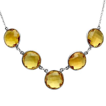 Premium Quality Citrine Checker Briolette Necklace N-1013 12-EN10031