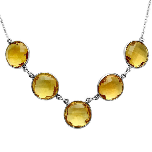 Premium Quality Citrine Checker Briolette Necklace N-1013 12-EN10031