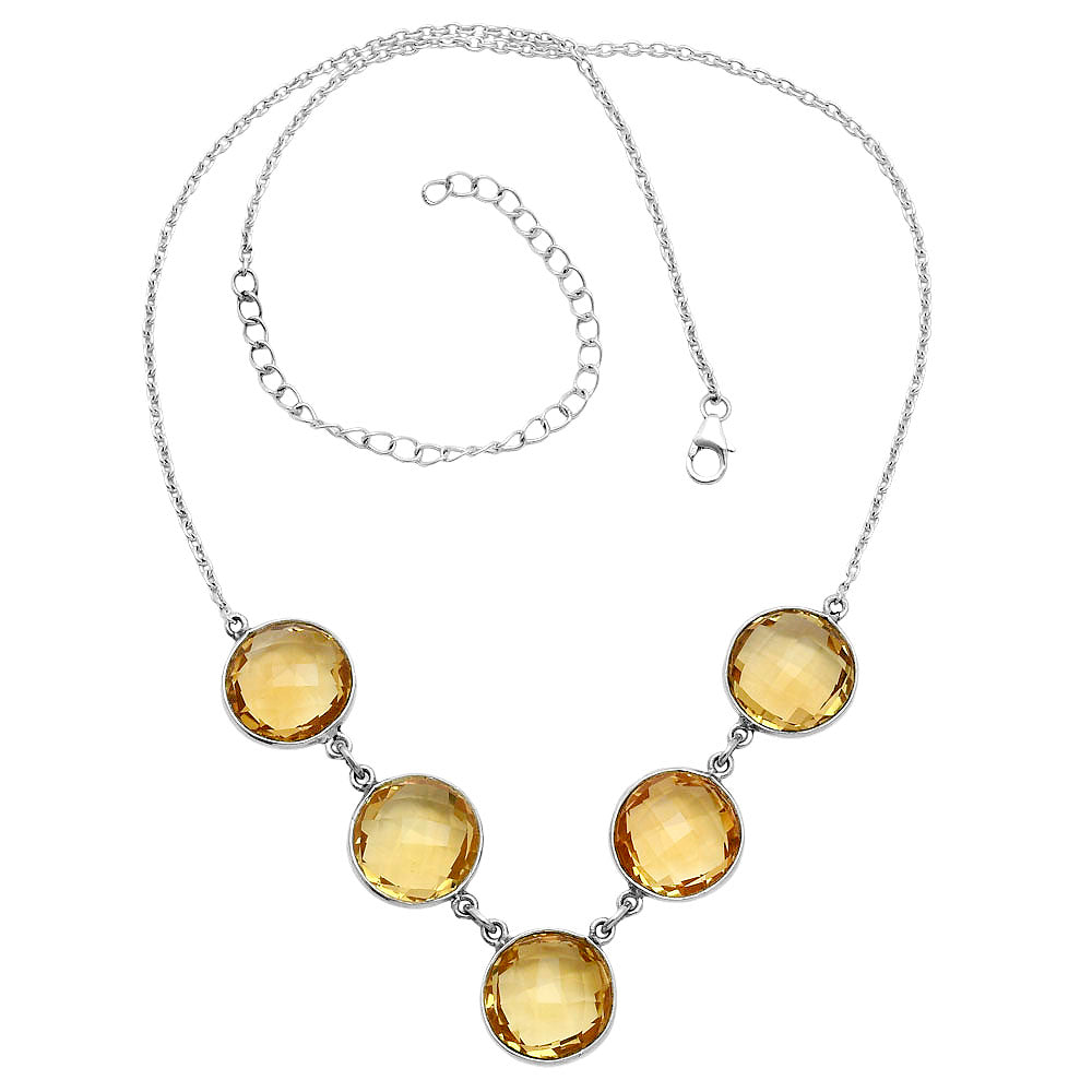 Premium Quality Citrine Checker Briolette Necklace N-1013 12-EN10031