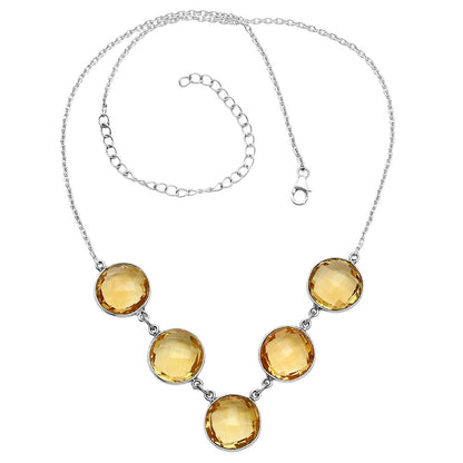 Premium Quality Citrine Checker Briolette Necklace N-1013 12-EN10031