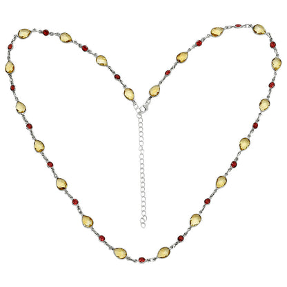 Premium Quality Citrine Checker Briolette & Garnet Necklace N-1024 12-EN10032