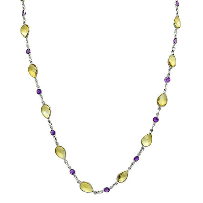 Premium Quality Citrine Checker Briolette & Amethyst Necklace N-1024 12-EN10033