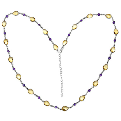 Premium Quality Citrine Checker Briolette & Amethyst Necklace N-1024 12-EN10033