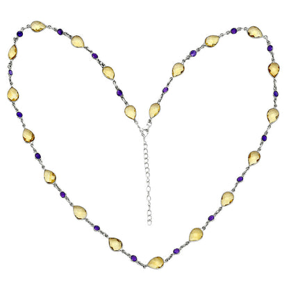 Premium Quality Citrine Checker Briolette & Amethyst Necklace N-1024 12-EN10034