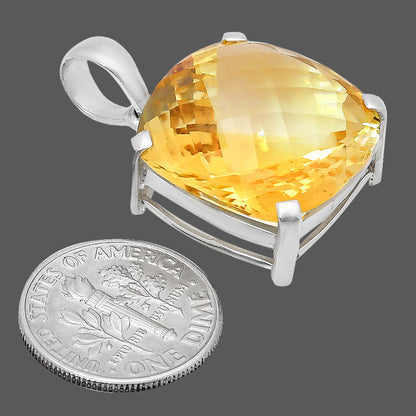 Premium Quality Citrine Checker Pendant P-1013 12-EP10031