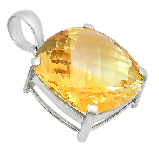 Premium Quality Citrine Checker Pendant P-1013 12-EP10031