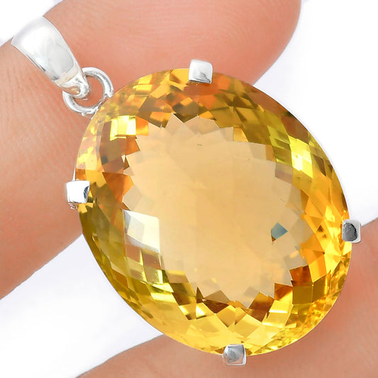 Premium Quality Citrine Checker Pendant P-1013 12-EP10032