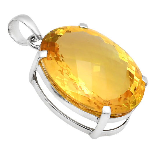 Premium Quality Citrine Checker Pendant P-1013 12-EP10032