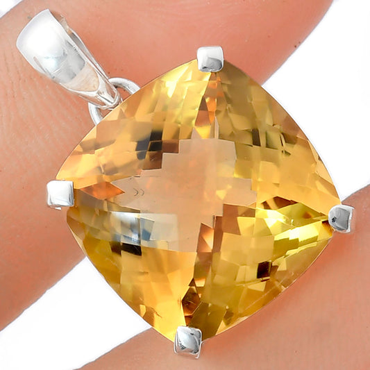 Premium Quality Citrine Checker Pendant P-1013 12-EP10033