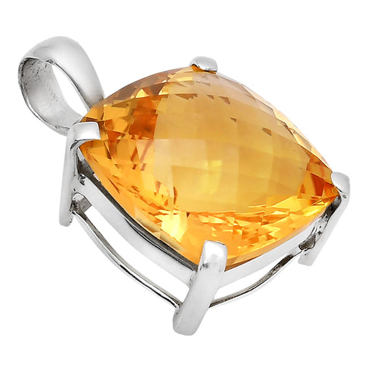 Premium Quality Citrine Checker Pendant P-1013 12-EP10033