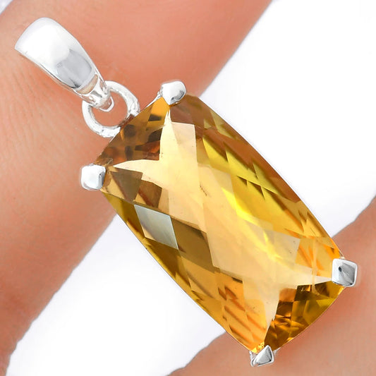 Premium Quality Citrine Checker Pendant P-1013 12-EP10034