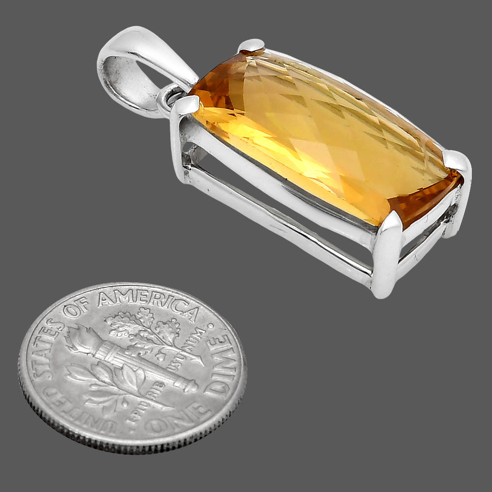 Premium Quality Citrine Checker Pendant P-1013 12-EP10034