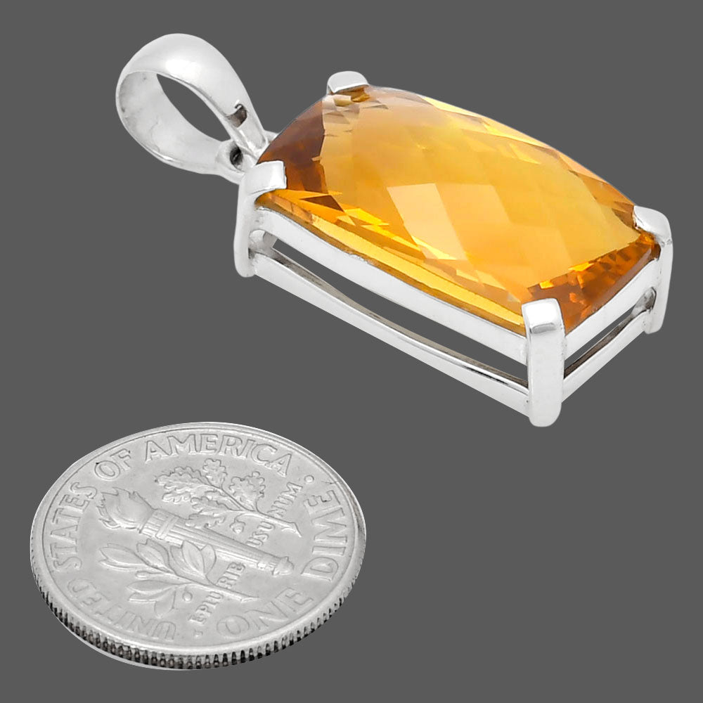 Premium Quality Citrine Checker Pendant P-1013 12-EP10036