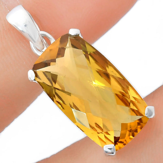 Premium Quality Citrine Checker Pendant P-1013 12-EP10037