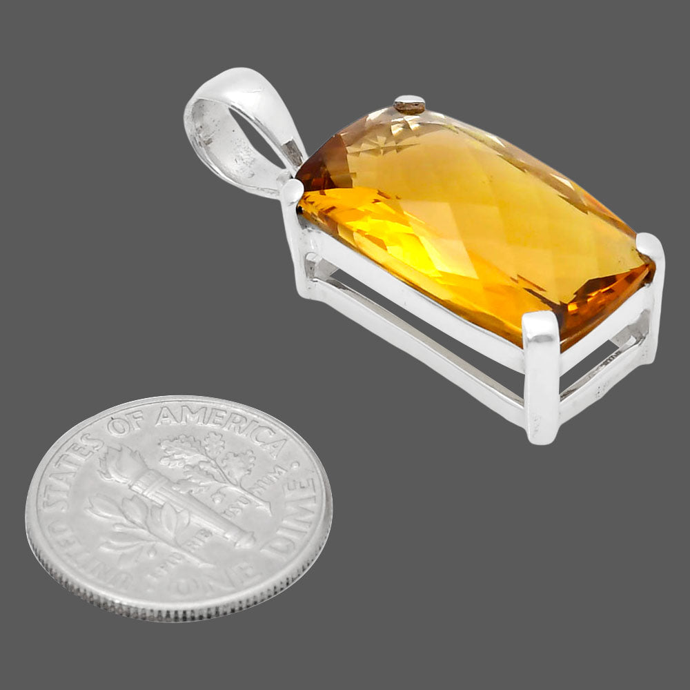Premium Quality Citrine Checker Pendant P-1013 12-EP10037