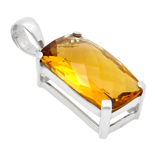 Premium Quality Citrine Checker Pendant P-1013 12-EP10037