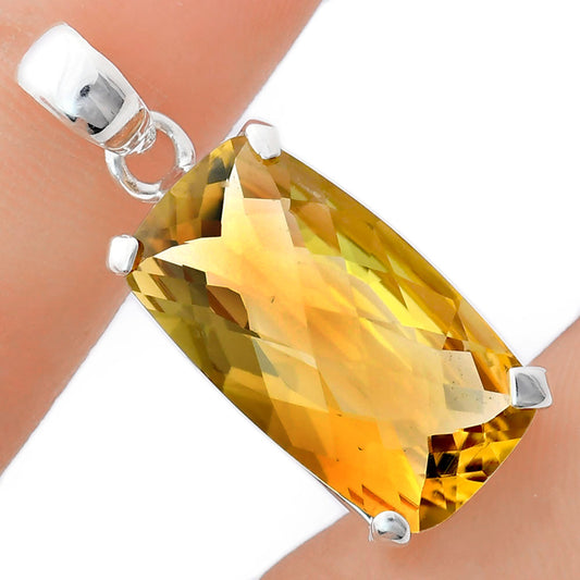 Premium Quality Citrine Checker Pendant P-1013 12-EP10038