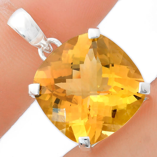 Premium Quality Citrine Checker Pendant P-1013 12-EP10039