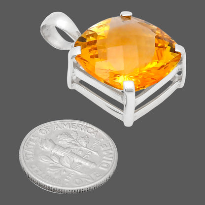 Premium Quality Citrine Checker Pendant P-1013 12-EP10039