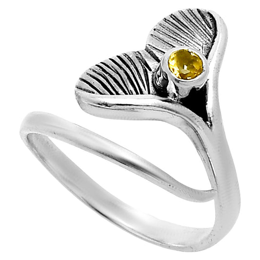Premium Mermaid Tail Charm - Citrine Ring size-7 R-1070 12-ER10098