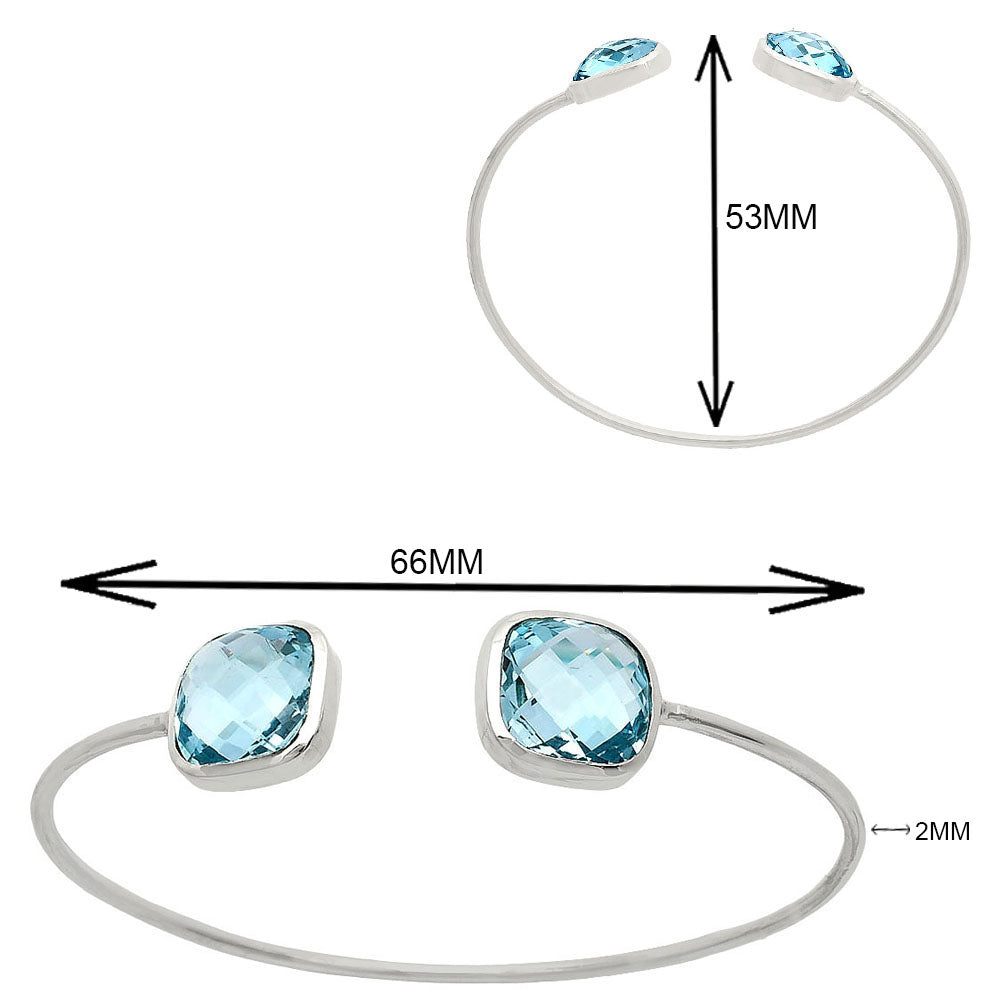Premium Quality Sky Blue Topaz Briolette Cuff Bangle Bracelet B-1004 13-EB10047