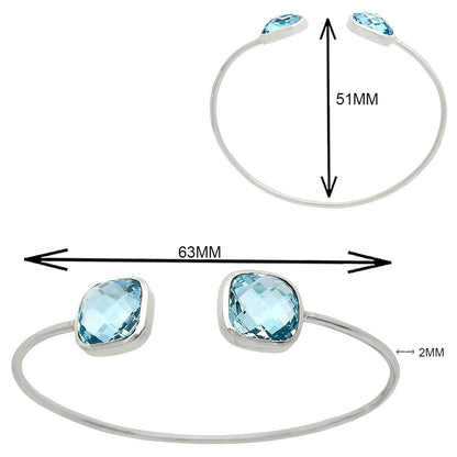 Premium Quality Sky Blue Topaz Briolette Cuff Bangle Bracelet B-1004 13-EB10048