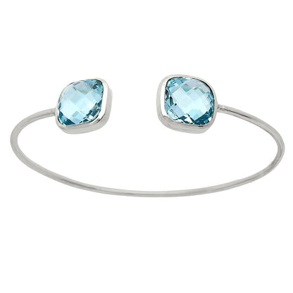 Premium Quality Sky Blue Topaz Briolette Cuff Bangle Bracelet B-1004 13-EB10048