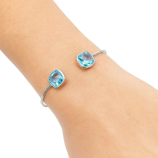 Premium Quality Sky Blue Topaz Briolette Cuff Bangle Bracelet B-1004 13-EB10048