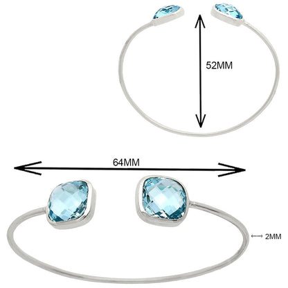 Premium Quality Sky Blue Topaz Briolette Cuff Bangle Bracelet B-1004 13-EB10049
