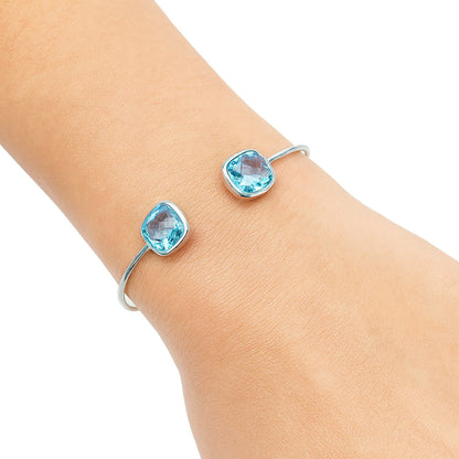 Premium Quality Sky Blue Topaz Briolette Cuff Bangle Bracelet B-1004 13-EB10049