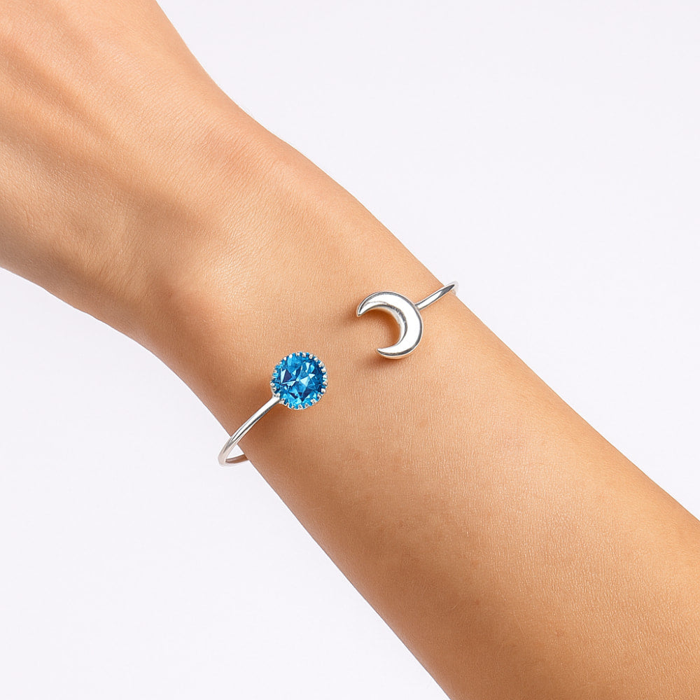 Premium Moon - Sky Blue Topaz Briolette Cuff Bangle Bracelet B-1046 13-EB10050