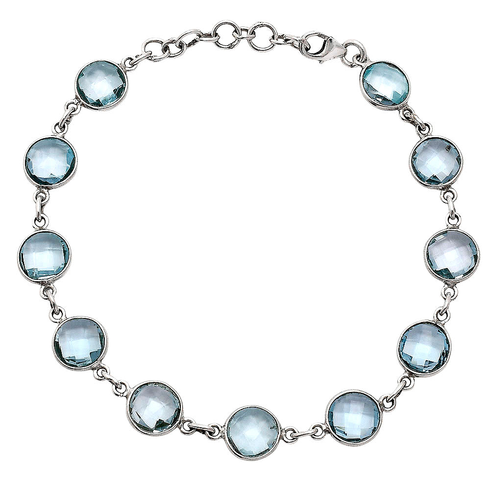 Premium Quality Sky Blue Topaz Checker Briolette Bracelet B-1001 13-EB10053