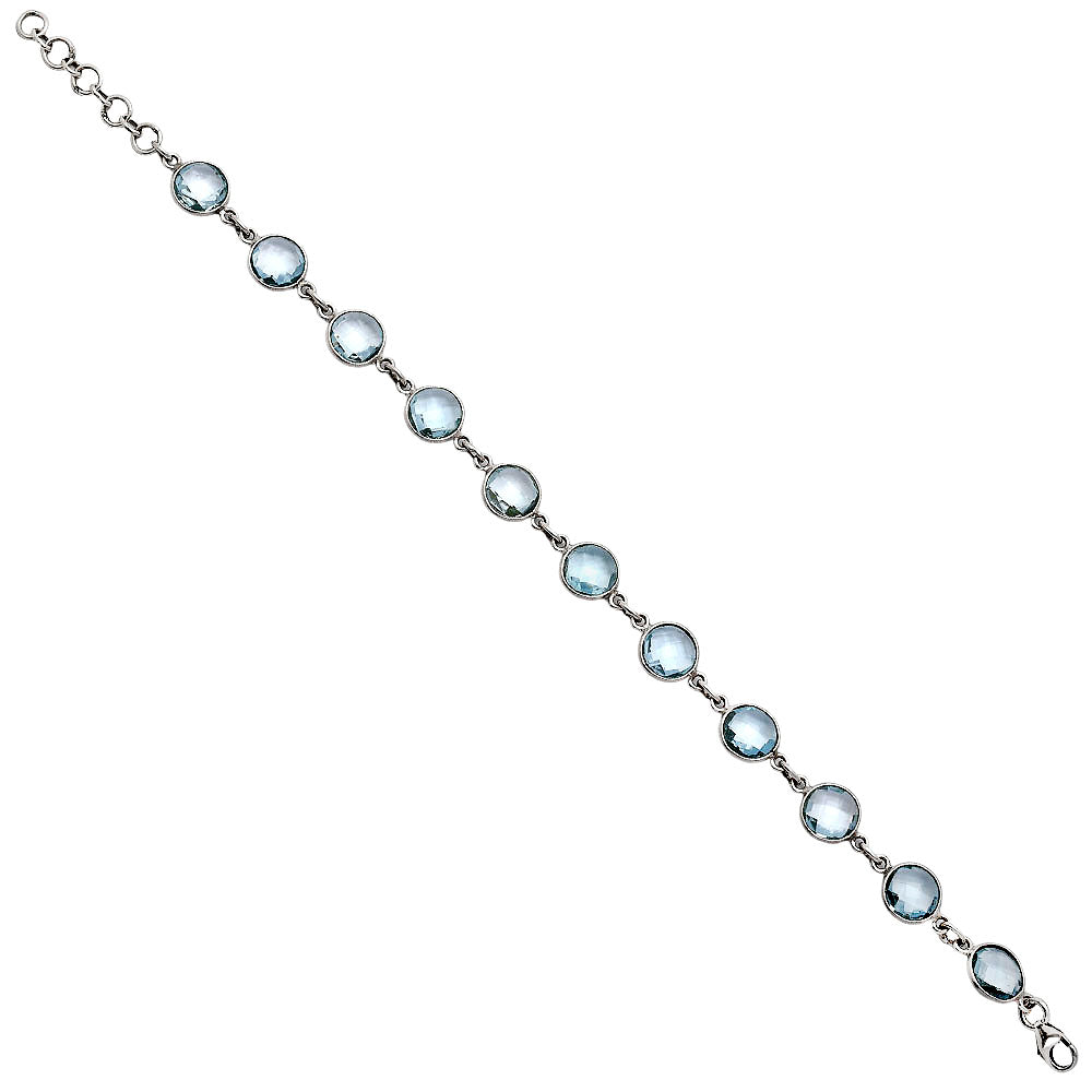 Premium Quality Sky Blue Topaz Checker Briolette Bracelet B-1001 13-EB10053
