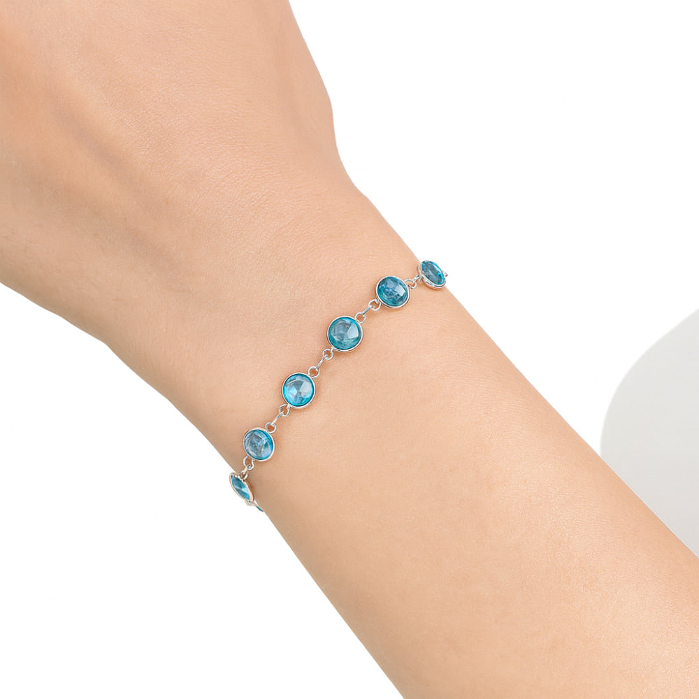 Premium Quality Sky Blue Topaz Checker Briolette Bracelet B-1001 13-EB10053