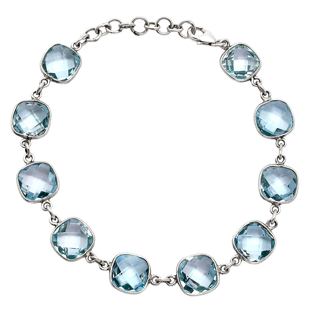 Premium Quality Sky Blue Topaz Checker Briolette Bracelet B-1001 13-EB10055