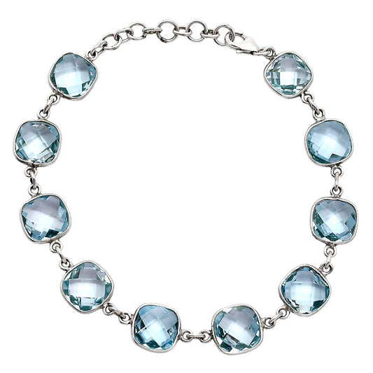 Premium Quality Sky Blue Topaz Checker Briolette Bracelet B-1001 13-EB10055