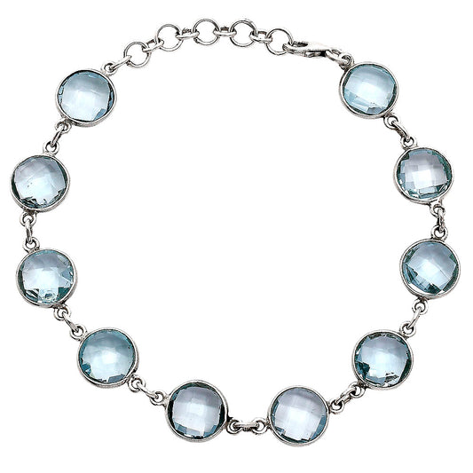 Premium Quality Sky Blue Topaz Checker Briolette Bracelet B-1001 13-EB10057