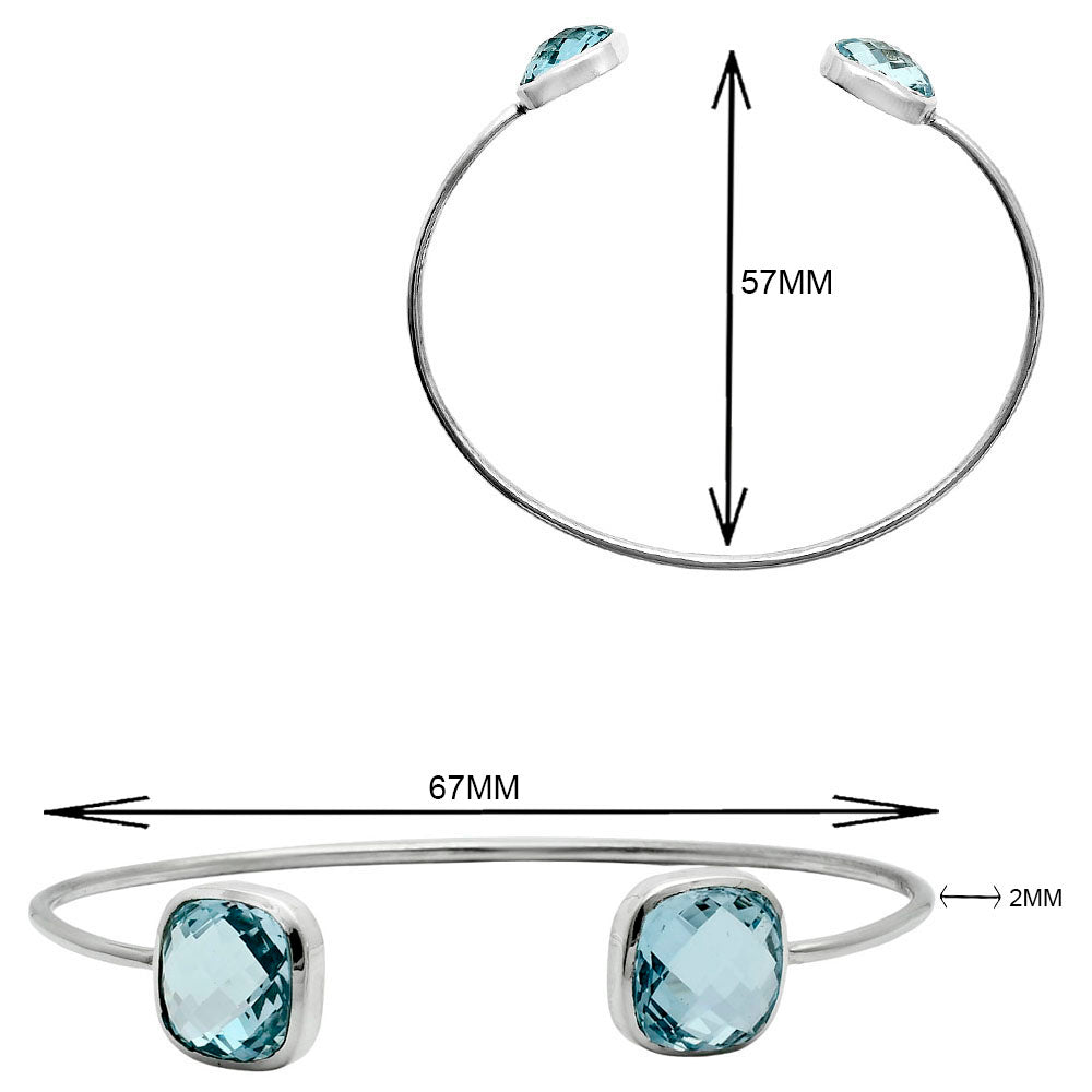 Premium Quality Sky Blue Topaz Briolette Cuff Bangle Bracelet B-1004 13-EB10058